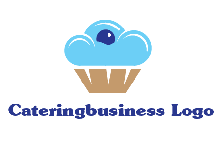 cloud forming cupcake with berry food logo