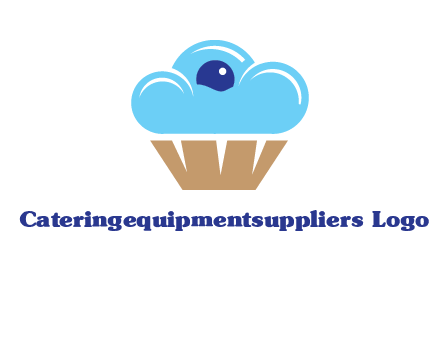 cloud forming cupcake with berry food logo