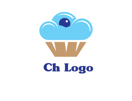 cloud forming cupcake with berry food logo