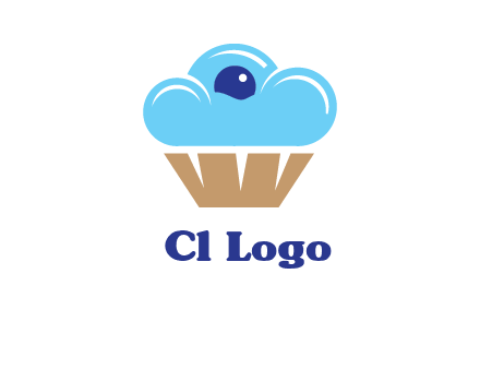 cloud forming cupcake with berry food logo