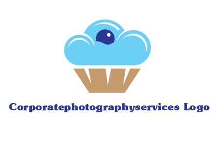 cloud forming cupcake with berry food logo