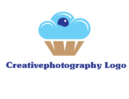 cloud forming cupcake with berry food logo