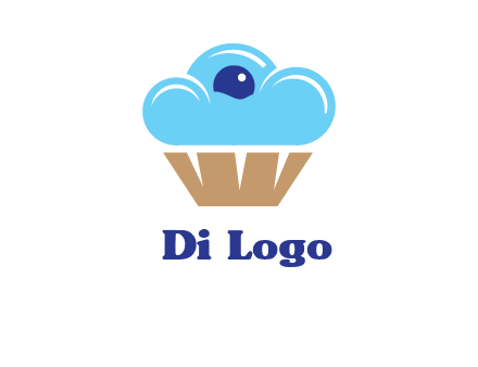 cloud forming cupcake with berry food logo