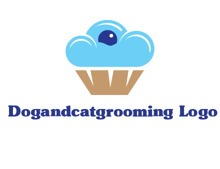 cloud forming cupcake with berry food logo