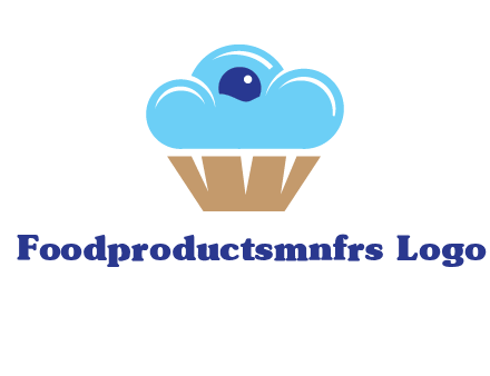 cloud forming cupcake with berry food logo