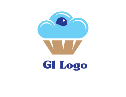 cloud forming cupcake with berry food logo