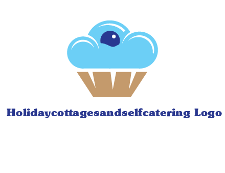 cloud forming cupcake with berry food logo