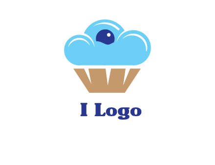 cloud forming cupcake with berry food logo