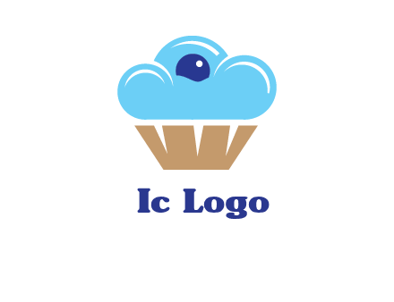 cloud forming cupcake with berry food logo