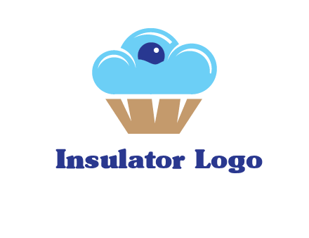 cloud forming cupcake with berry food logo