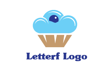 cloud forming cupcake with berry food logo