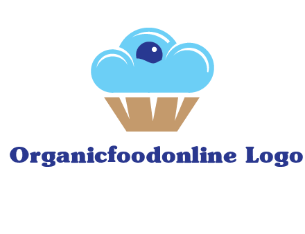 cloud forming cupcake with berry food logo