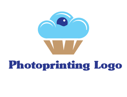 cloud forming cupcake with berry food logo