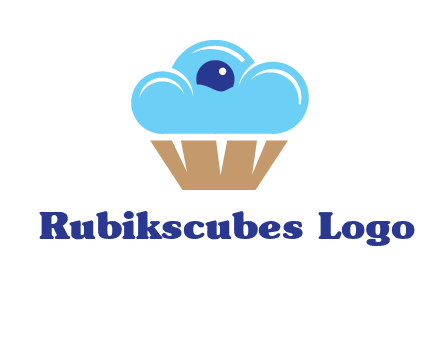 cloud forming cupcake with berry food logo