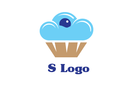 cloud forming cupcake with berry food logo