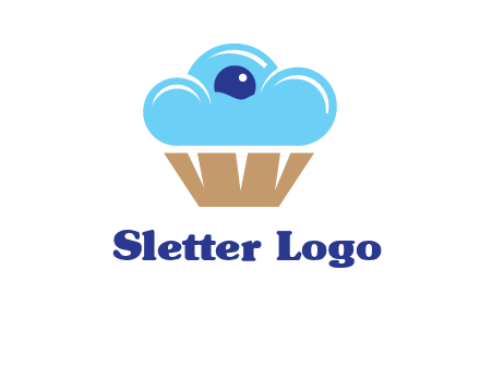 cloud forming cupcake with berry food logo