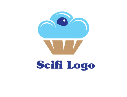 cloud forming cupcake with berry food logo