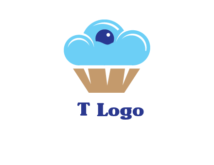 cloud forming cupcake with berry food logo