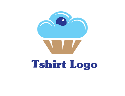 cloud forming cupcake with berry food logo