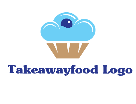 cloud forming cupcake with berry food logo