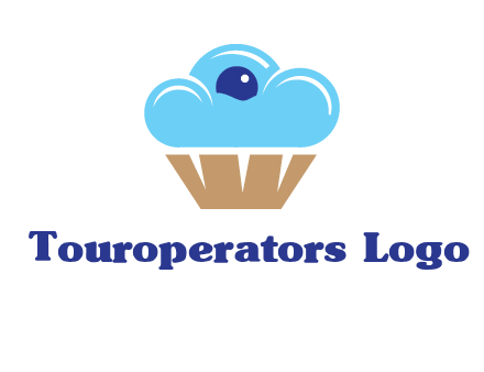 cloud forming cupcake with berry food logo