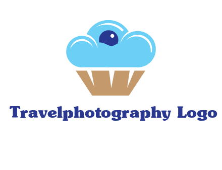 cloud forming cupcake with berry food logo