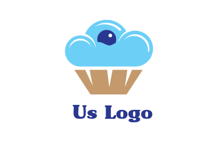 cloud forming cupcake with berry food logo