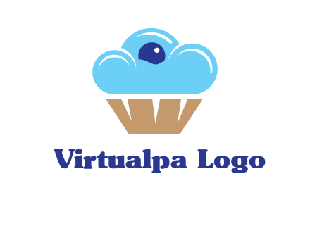 cloud forming cupcake with berry food logo