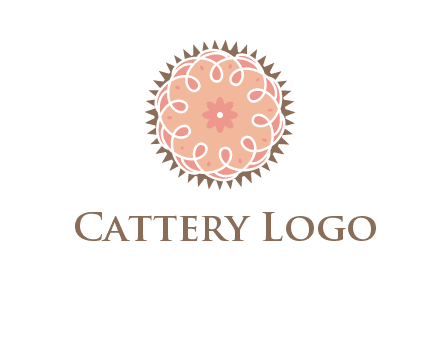 abstract spiral cupcake with flower food logo