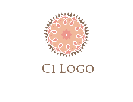 abstract spiral cupcake with flower food logo