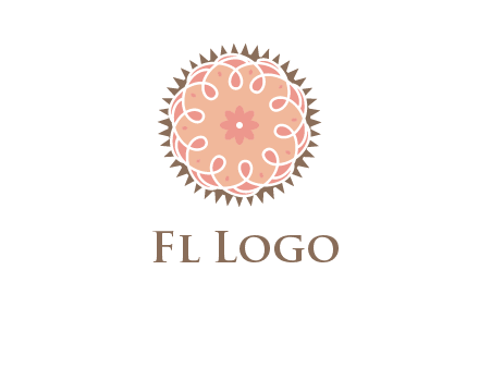 abstract spiral cupcake with flower food logo