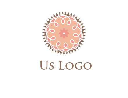 abstract spiral cupcake with flower food logo