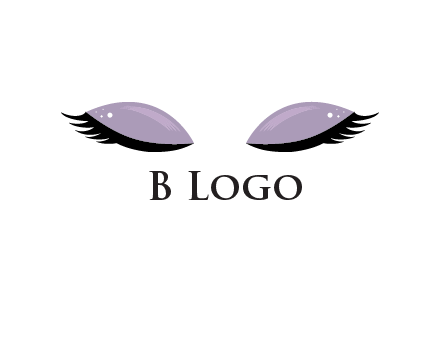 closed eyes with makeup and big eyelashes beauty logo