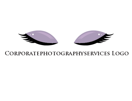 closed eyes with makeup and big eyelashes beauty logo