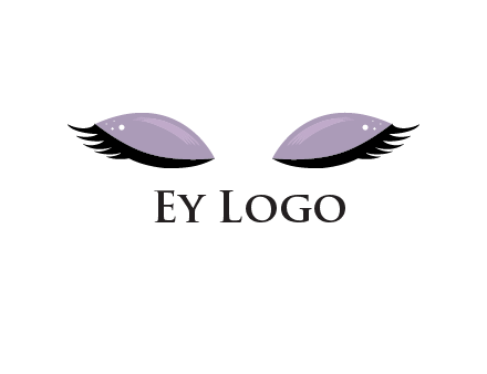 closed eyes with makeup and big eyelashes beauty logo