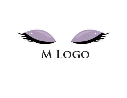 closed eyes with makeup and big eyelashes beauty logo