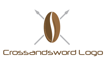 spears behind coffee bean as shield food logo