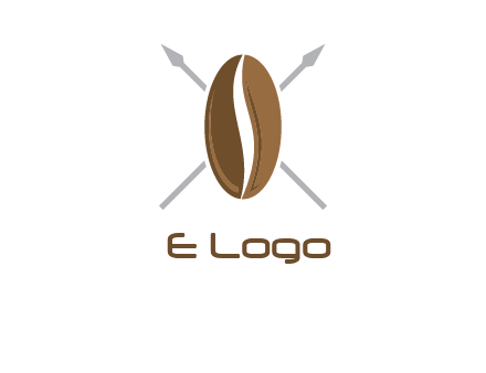 spears behind coffee bean as shield food logo