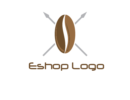 spears behind coffee bean as shield food logo