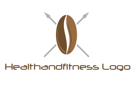 spears behind coffee bean as shield food logo