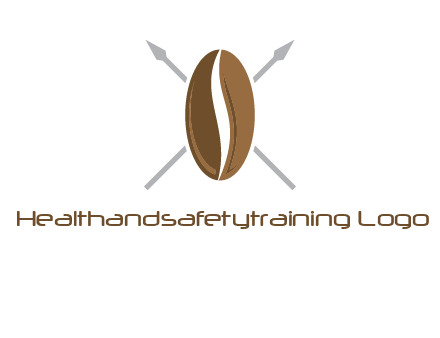 spears behind coffee bean as shield food logo