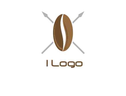 spears behind coffee bean as shield food logo