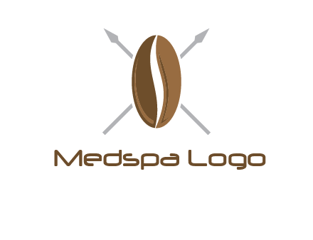 spears behind coffee bean as shield food logo