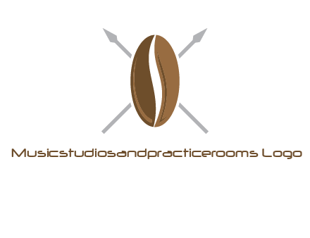 spears behind coffee bean as shield food logo