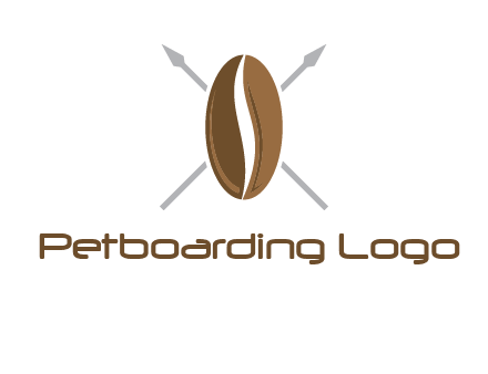 spears behind coffee bean as shield food logo