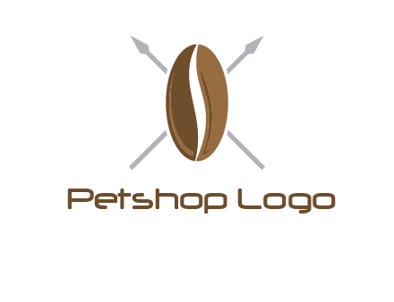 spears behind coffee bean as shield food logo