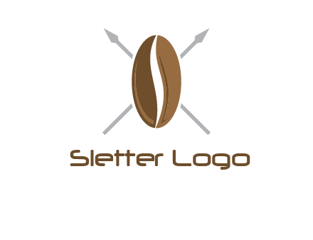 spears behind coffee bean as shield food logo