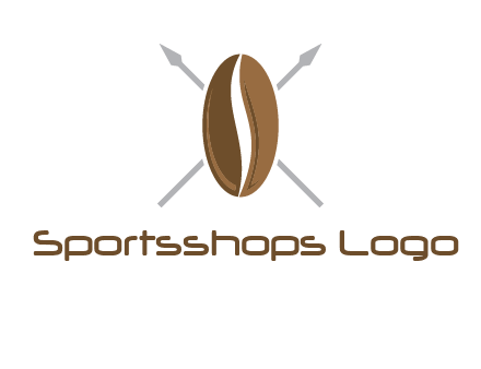 spears behind coffee bean as shield food logo