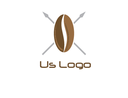 spears behind coffee bean as shield food logo