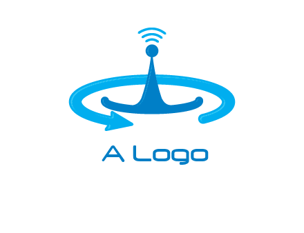 antenna with arrow in communication logo